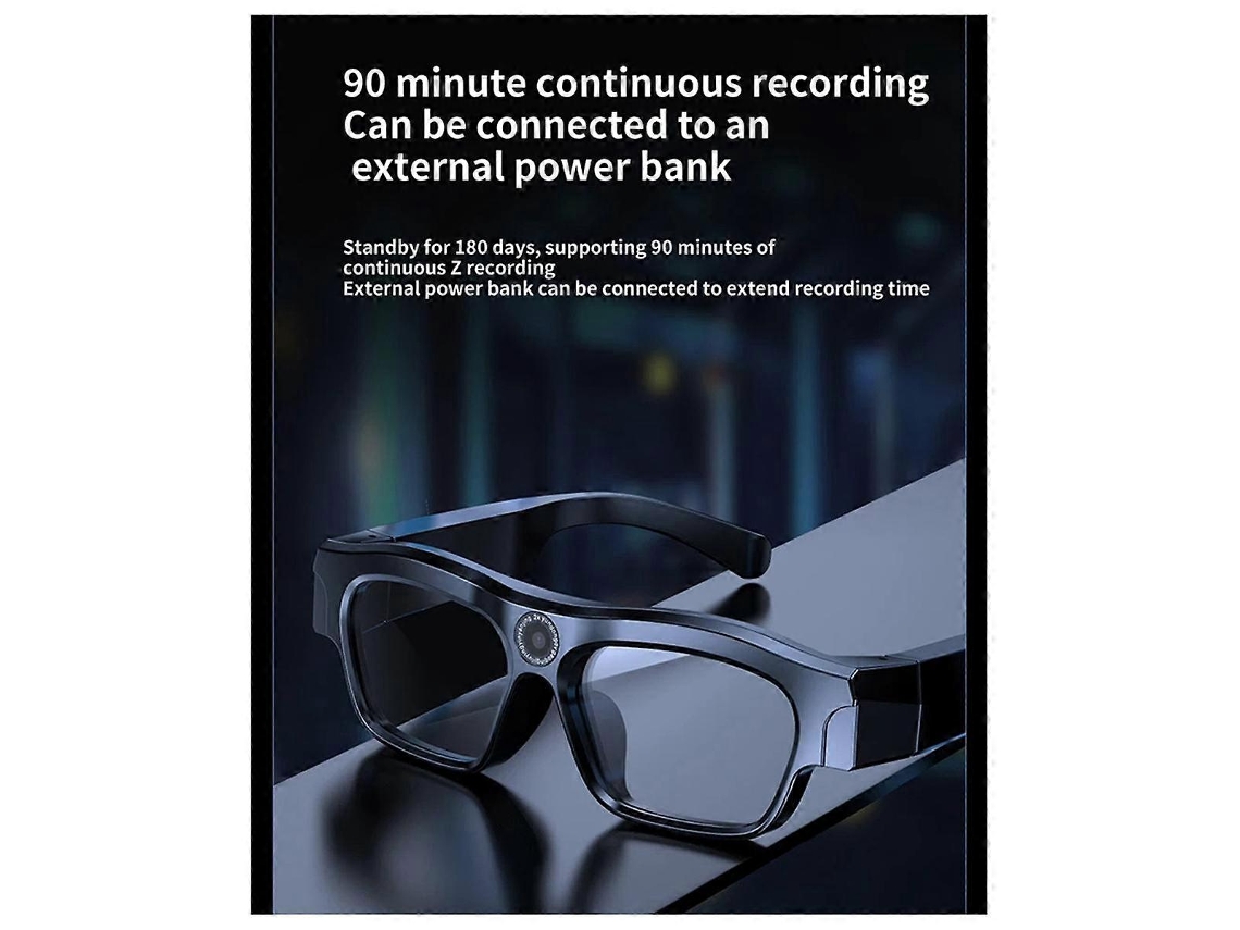 Gafas inteligentes Bluetooth 4K con fotografía y grabación de vídeo integrado, punto de acceso Wi-Fi y tarjeta de 64 GB.