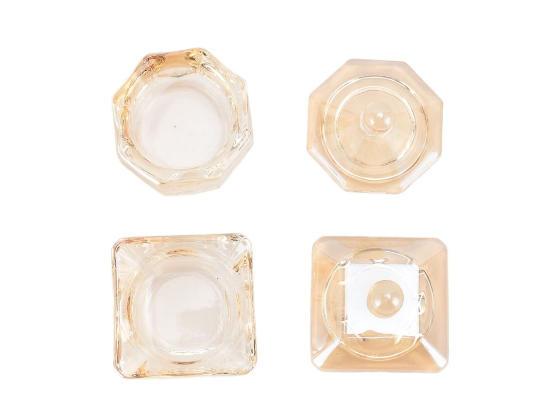 2pcs Prato Dappen De Unhas Em Forma Octogonal E Quadrada Com Tampa Cor Champanhe Para Arte De Unhas