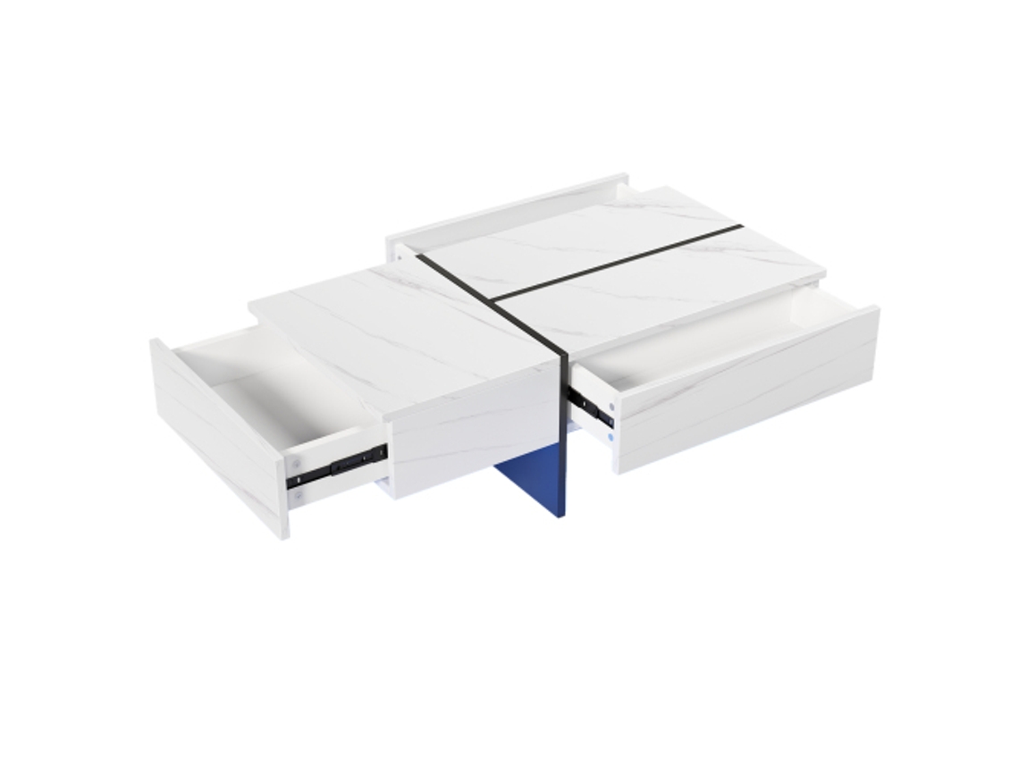 Mesa de centro de mármol blanco 100x50x34,5 cm LED App Ziwei Store