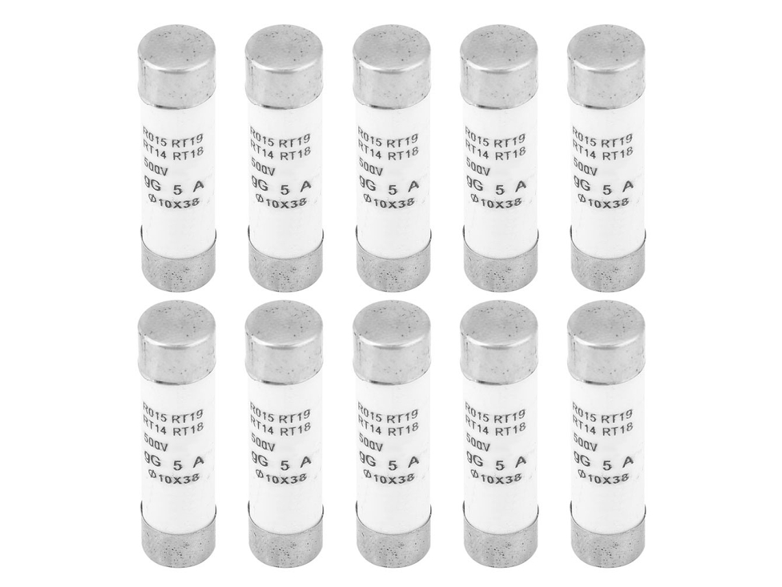 Veloriskku-10 Peças De Fusível Cilíndrico Rt14-20 Com Indicador 10x38 5a 380-500vca Alta Capacidade De Ruptura Elétrica Eléctronico