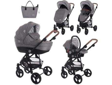 Carrito de Bebé LORELLI de Tres Piezas Capazo Duro Crysta Cool Gris