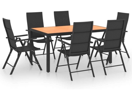 Conjunto 7 de comedor de jardín VIDAXL negro y marrón