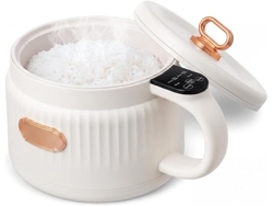 Olla Eléctrica Para Ramen, Protección Contra Quemaduras En Seco, Revestimiento Cerámico Antiadherente, 1,6 L Blanco. Siurn