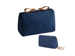 Bolsa De Maquillaje Viaje Pequeña Impermeable Portátil Para Bolso Con Cremalleras Dobles Azul