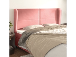 Cabecero Con Orejas De Terciopelo Rosa 203x23x118/128 Cm