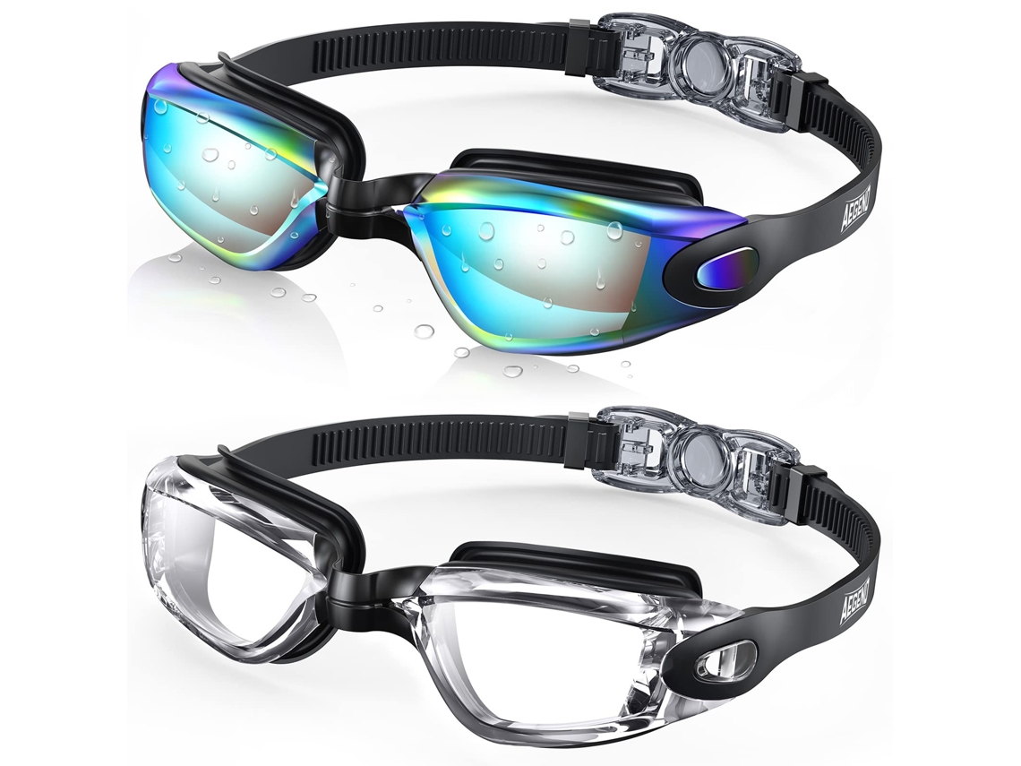 Gafas de natación, paquete de 2, impermeables, para adultos (hombres y mujeres), marca Jovemágua, transparentes.