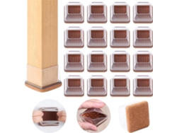 Juego de 16 protectores de patas cuadrados en silicona transparente, protección para piso con fieltro, sin arañazos o ruidos (25-36mm)