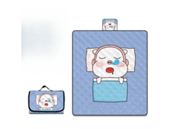 Manta de picnic impermeable con asa, portátil y plegable, estampado de dibujos animados, 150x200cm (Cerdito durmiendo) Czhhmart