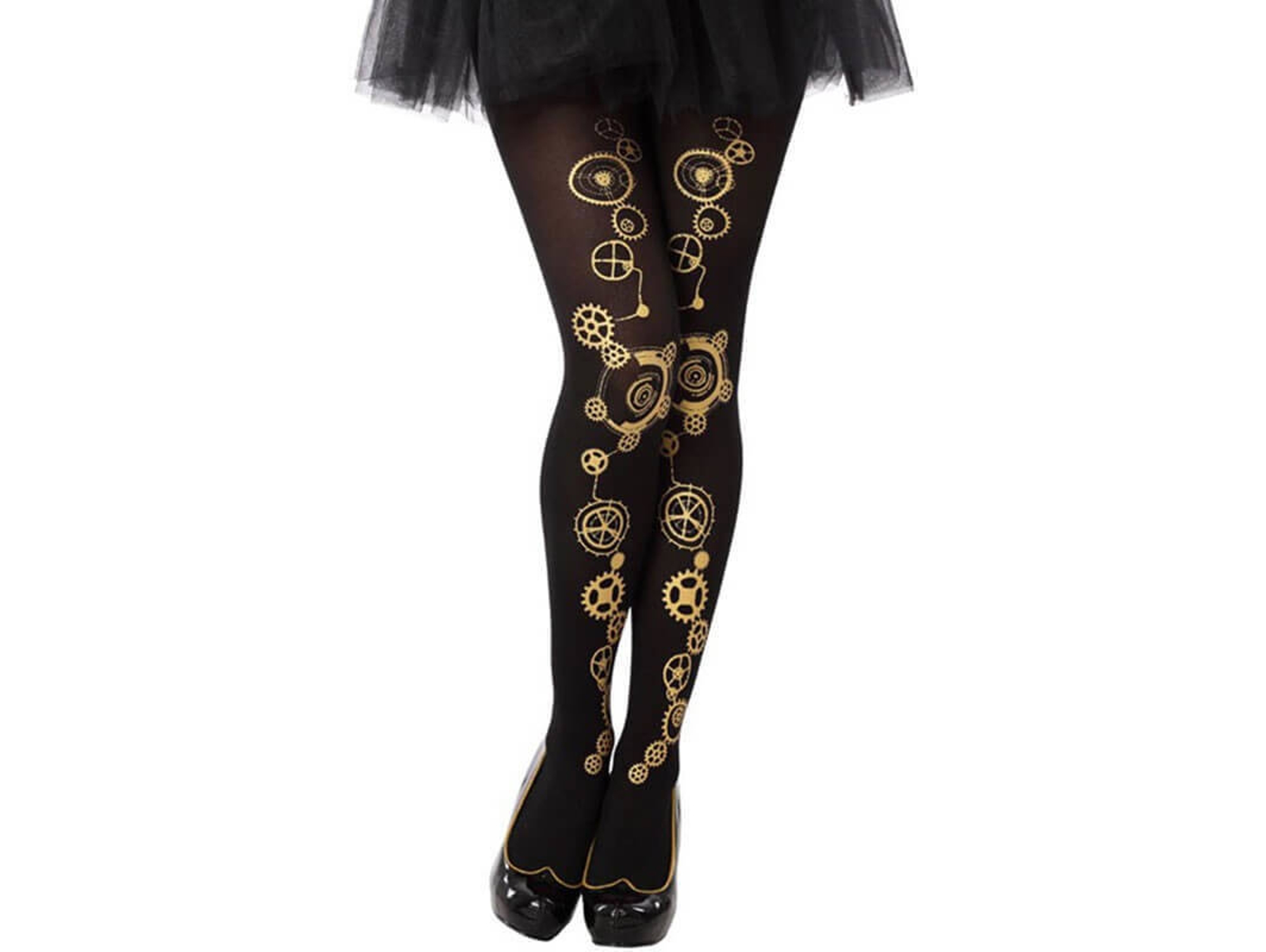 Medias DISFRAZZES Medias Negras Steampunk Con Engranajes (Talla: Talla Universal)