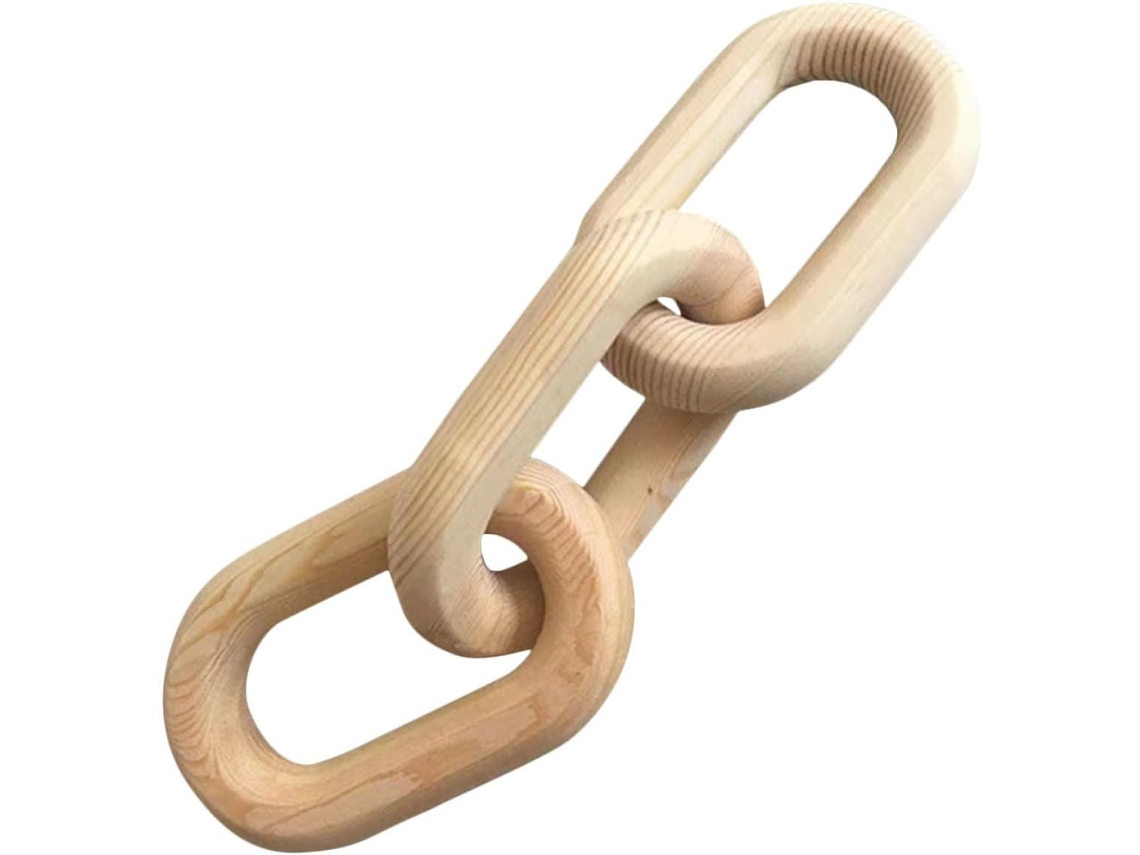 Cadena De Madera De Eslabones Retorcidos, 25,5 X 7 Cm