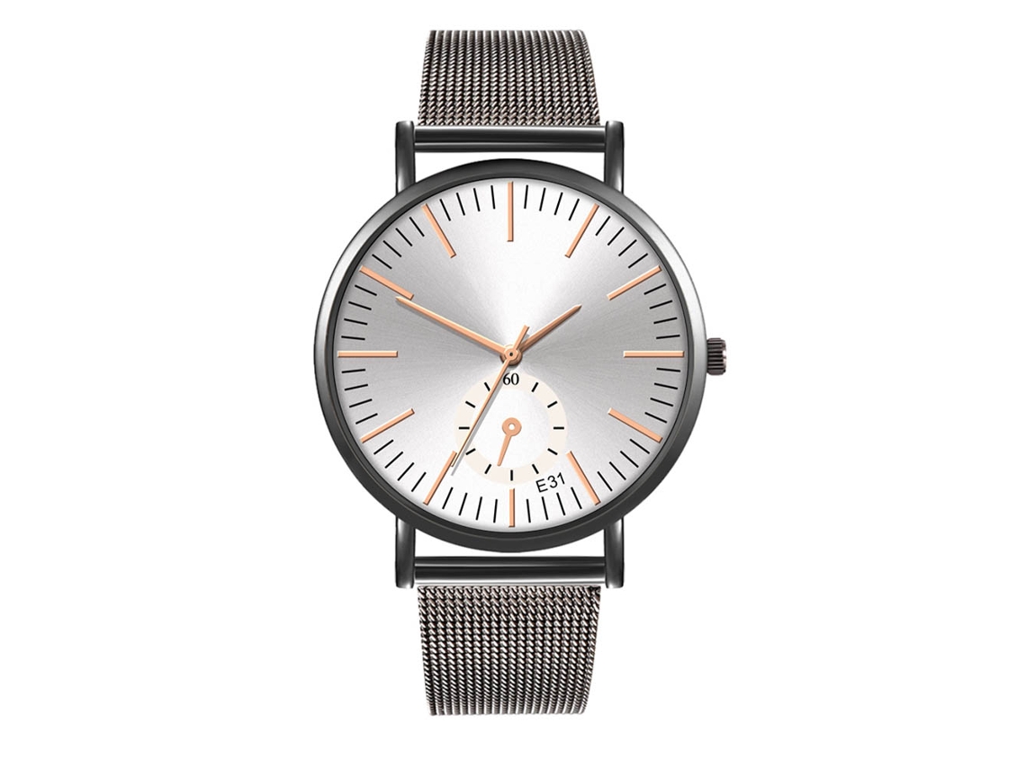 Reloj De Cuarzo De Pareja Con Correa De Malla Casual Estilo Fashion Blanco Negro