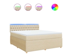 Maison Exclusive - Cama Box Spring Con Colchón Tela Color Crema 180x200 Cm