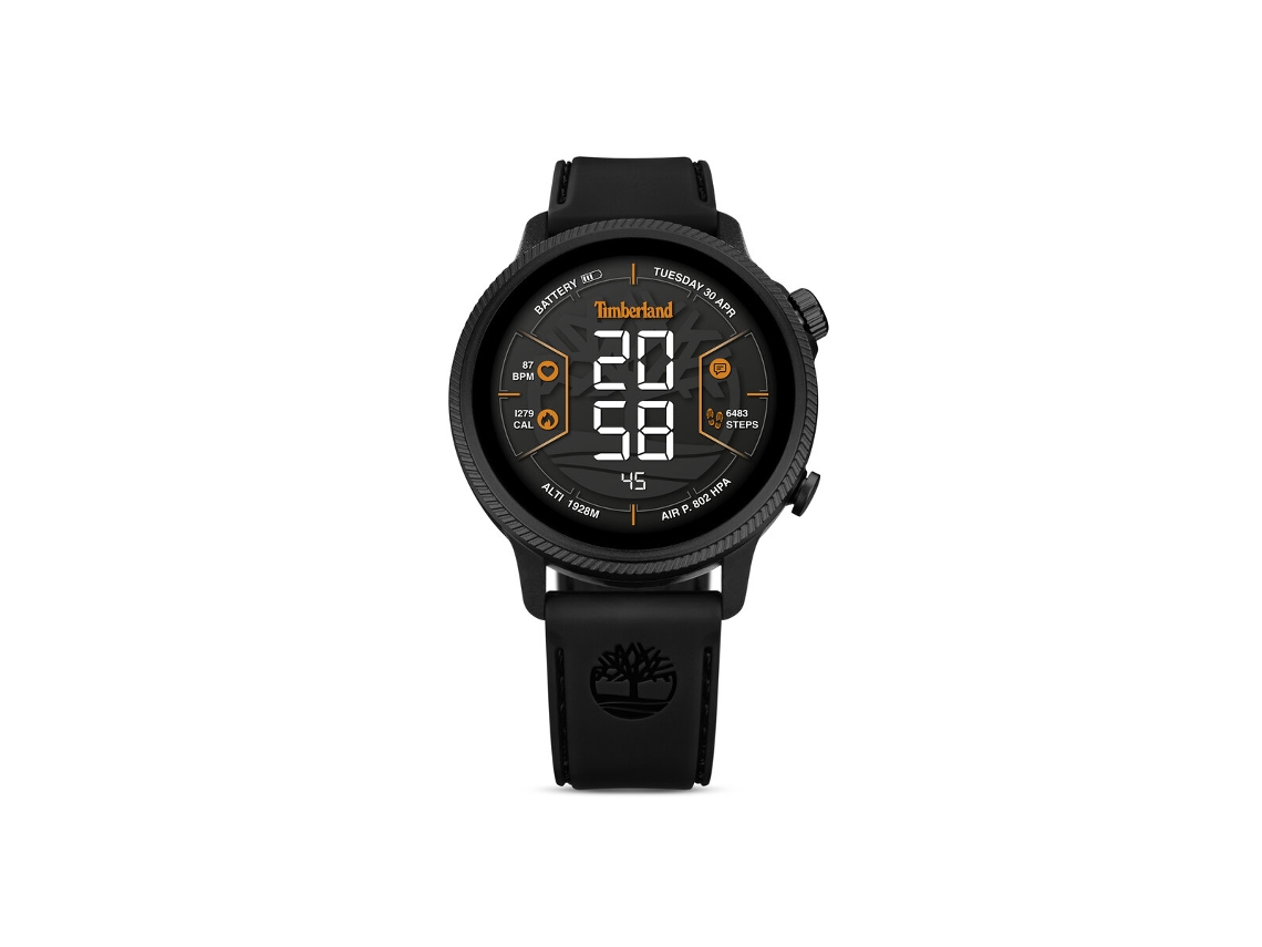 Reloj inteligente Trail Force para hombre de 47 mm con correa de silicona negra, compatible con Android e iOS Timberland