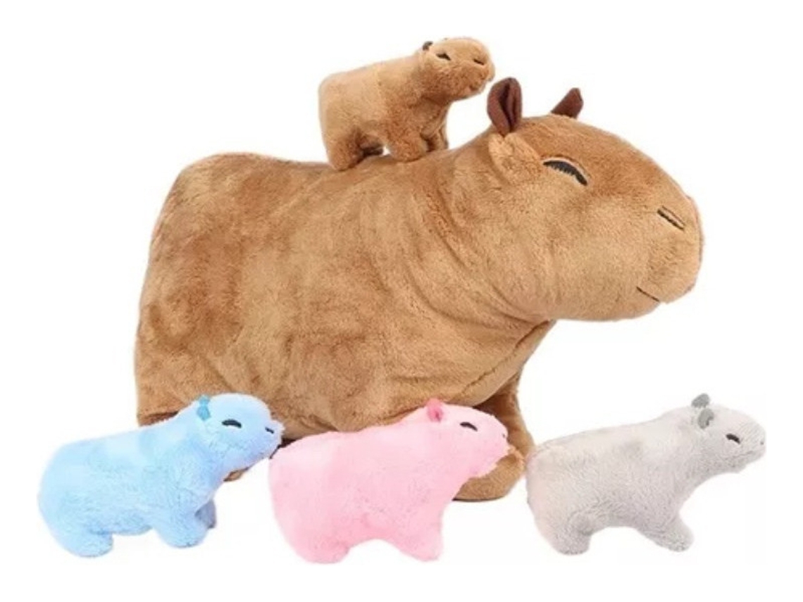 Mamá carpincho de peluche N con 4 peluches de carpincho para bebés, 5 piezas vayotoy