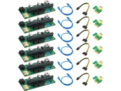 Lote De 6 Tarjetas Gráficas 010 X Pcie 1x A 16x Usb3.0 60 Mm Flash Led Gpu Minería Btc Nueva