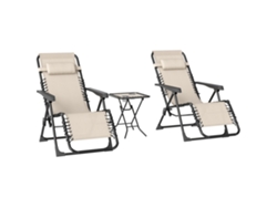 Conjunto 2 Baños Plegables, Mesa Auxiliar, 120kg, 90x65x110cm, Beige