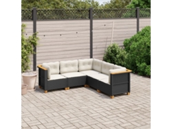 Conjunto de 5 sofás de jardín con cojines de mimbre sintético negro, Dkd Home Decor