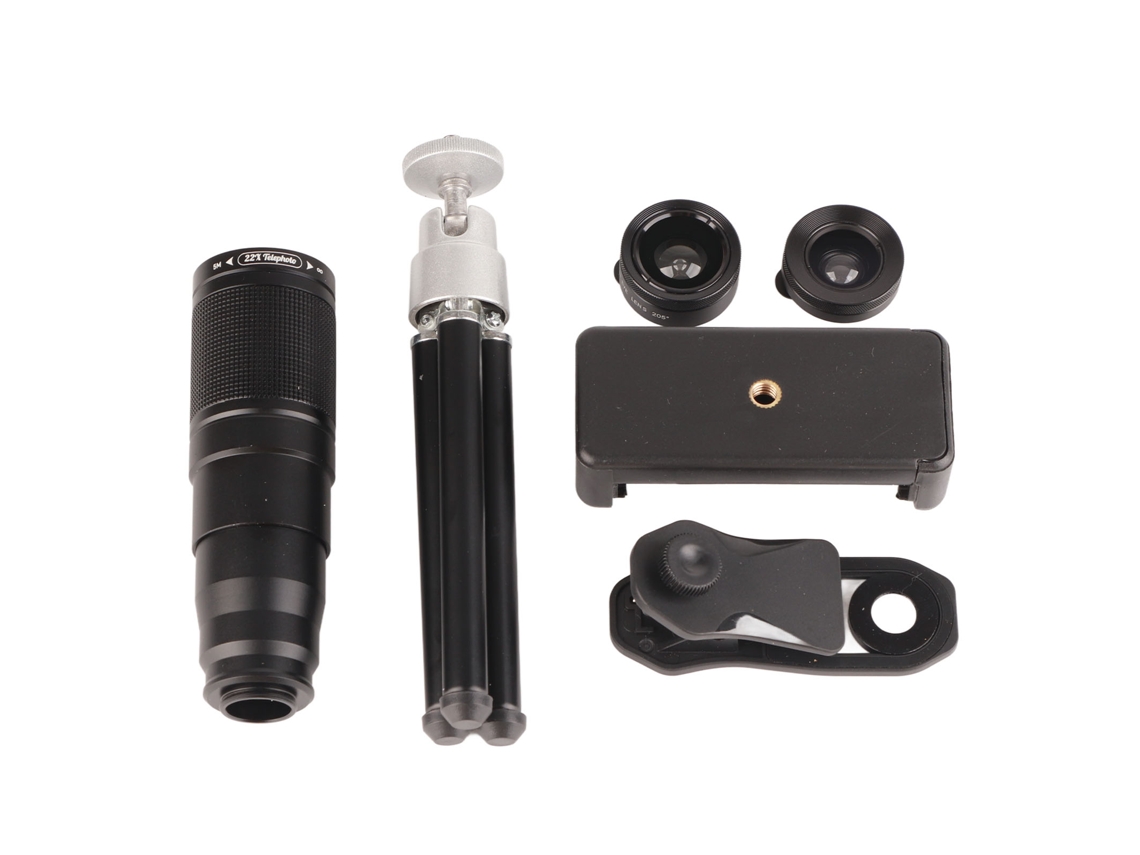 Kit De Lentes Externas Para Smartphones: Teleobjetivo 22x, Ojo De Pez 205°, Gran Angular 120°, Macro 25x