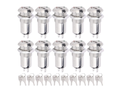 Chave Interruptor Barril De Metal Onoff Fechadura De Energia Aço Inox Com Chave 12mm 10pcs