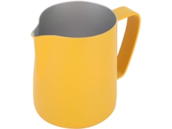 Cafetera de acero inoxidable amarilla de 600 ml con mango ergonómico, ideal para latte art, para usar con Gokoco