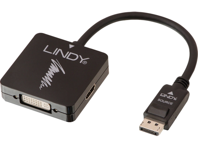 Adaptador HDMI LINDY (DisplayPort - VGA, HDMI y DVI - Negro)