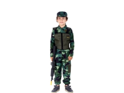 Disfraz de Niño PARTILANDIA camuflaje verde militar con sombrero (Tam.: 5-6 anos)