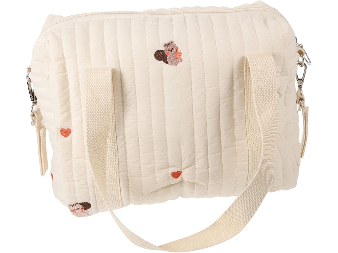 Bolso Cambiador De Algodón Bordado, Bolsa De Almacenamiento Para Cochecito Con Doble Correa Para Pañales
