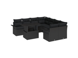 Conjunto 9 De Sofá De Jardín Con Cojines Vidaxl Ratán Negro