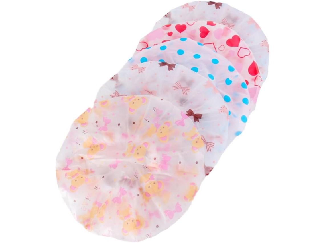 Juego de 5 gorros de ducha elásticos con encaje, gorro de ducha de salón, accesorio de baño Gokoco