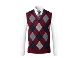 2026-chaleco De Punto Sin Mangas Para Hombre V-neck Lana Mezcla Pullover Slim Fit Talla S-2xl Gris Burdeos Caqui M Rojo Vino