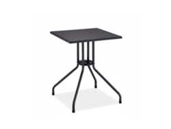 Relaxdays Mesa Jardín, 75 X 61 X 61 Cm, Mesita Balcón Efecto Madera, Plástico, Metal, Mesilla Terraza Cuadrada, Negro