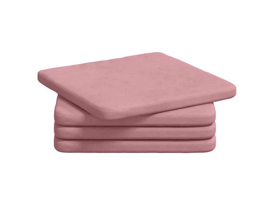 Cojines para asiento, 4 unidades, color rosa, 40 x 40 x 3 cm, terciopelo, HARLANV1