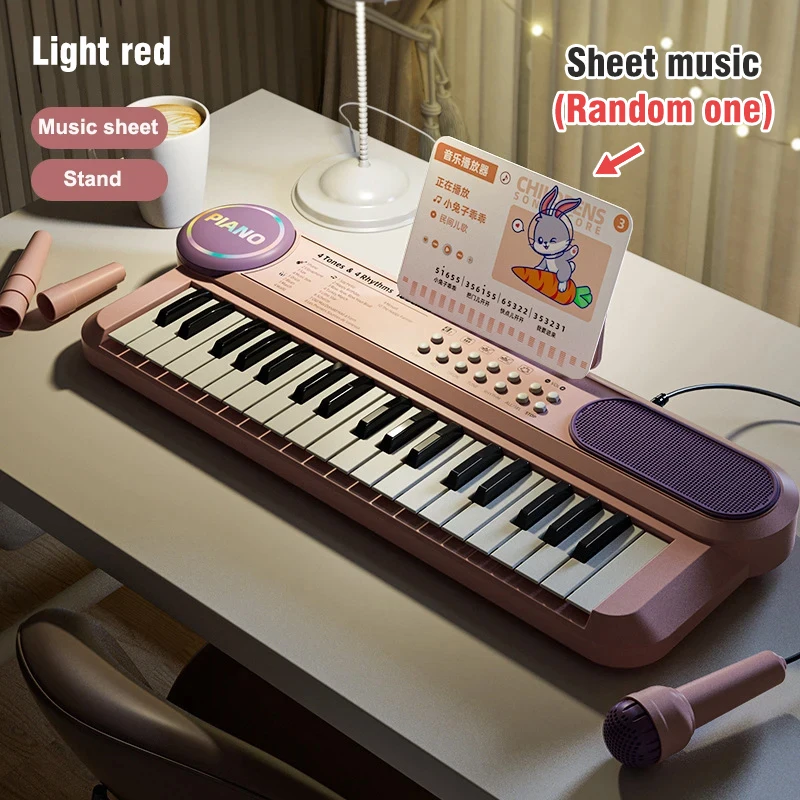 Piano electrónico multifuncional para niños, con micrófono. MDUG (morado)