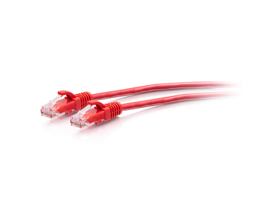 C2G Cable de conexión Ethernet delgado sin apantallar (UTP) con protección antienganche Cat6a de 7,6 m - Rojo