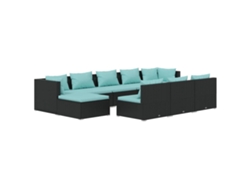 Maison Exclusive - Conjunto de salón de jardín de 10 piezas con cojines de mimbre, color negro
