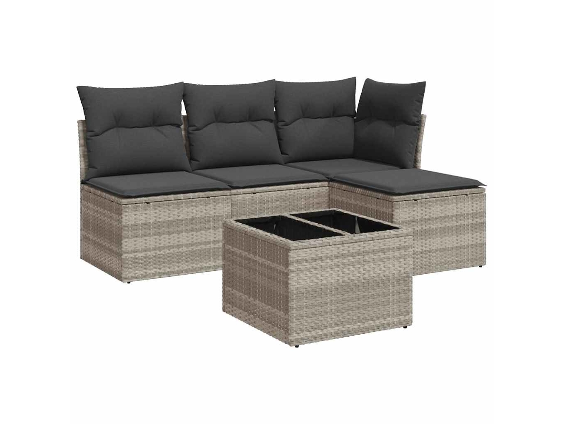 Maison Exclusive - Set De Sofás Jardín Y Cojines 5 Pzas Ratán Sintético Gris Claro
