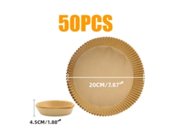 (50 Piezas, 20cm Redondo) Papel De Horno Desechable Para Freidoras De Aire, Antiadherente.