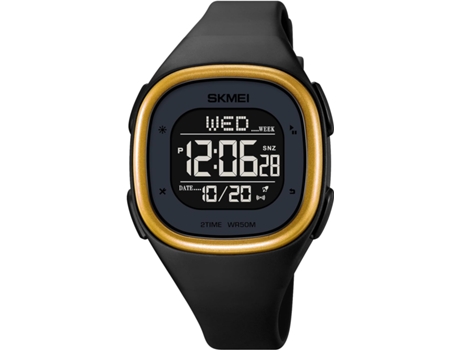VEANXIN Reloj de pulsera cuadrado LED digital con fecha para mujer Reloj deportivo resistente al agua hasta 50 m-Oro negro
