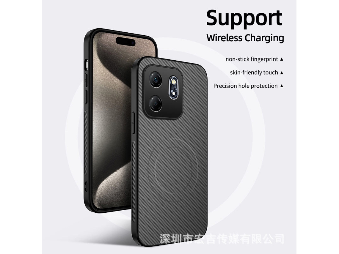Capa Magnética Para Celular Oppo Com Textura De Couro E Fibra De Carbono, Totalmcinza - Realme C85 (internacional)