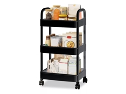 Carrito de almacenamiento multifuncional, 3 niveles, con ruedas, 360°, negro Klb