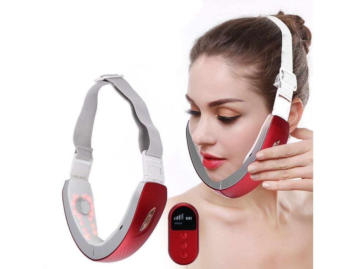 Dispositivo De Lifting Facial Ems Con Luces Rojas Y Azules, Cinturón Quemagrasas Facial V-line