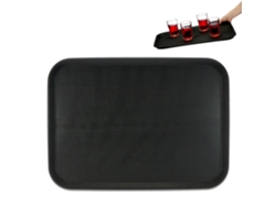Relaxdays Bandeja Bar, Superficie Antideslizante, Plato Rectangular Camareros, Bebidas, Gastronomía, 56 X 41 Cm, Negro