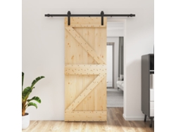 Puerta corrediza | Puerta corredera con herrajes 85x210 cm madera maciza de pino Wsd708164 Lovely Home