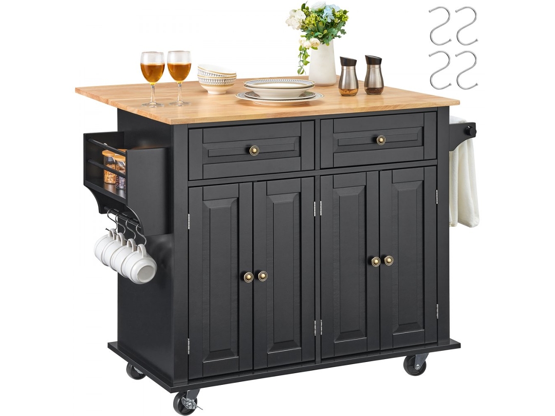 Isla de Cocina Móvil con Ruedas, Cajones y Estantes en Madera y MDF Tekmaquinas