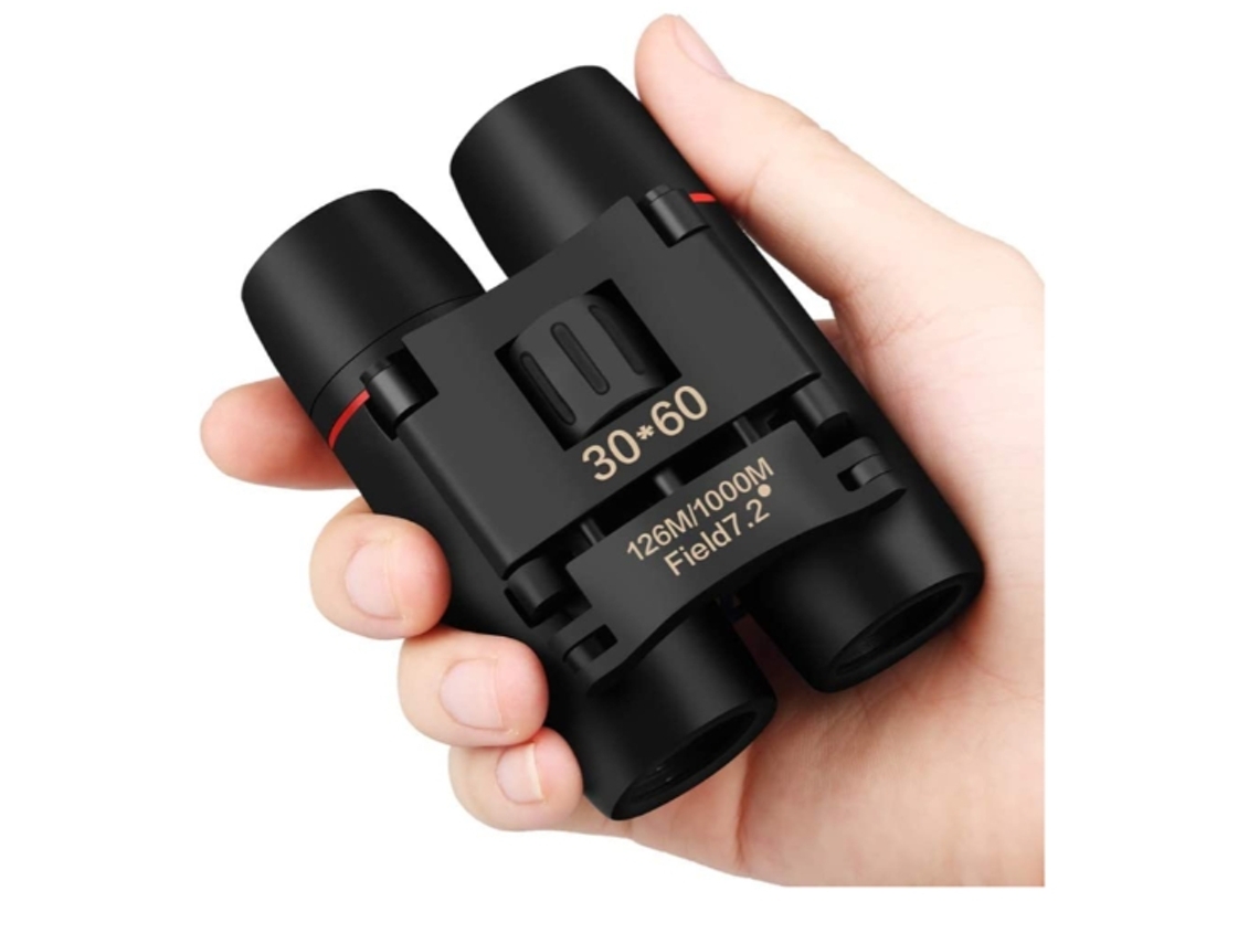 Mini binoculares plegables, compactos y portátiles, para niños y adultos, observación de aves, impermeables, para montañismo, color negro, Chennnls