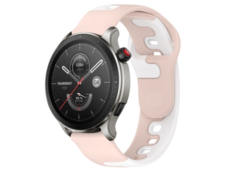 Correa Smartwatch para Amazfit GTR 4 22mm Silicona Bicolor (Rosa + Blanco)