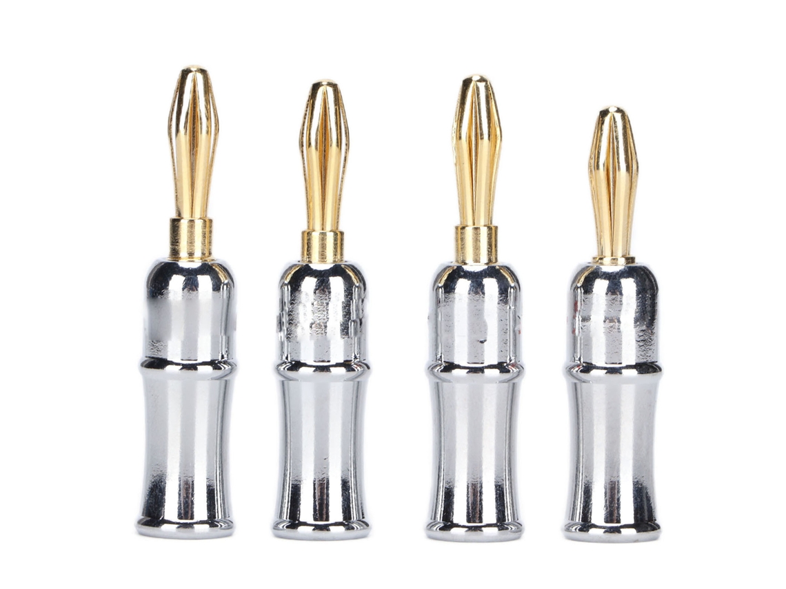 Conector Plug Banana Preffair 4pcs 24k Ouro Placado Latão Folha Seis Para Alto-falantes Ba1462