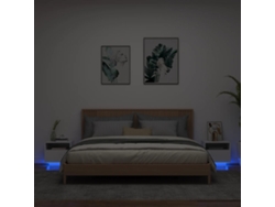 Mesita de Noche Mesitas Noche Luces Madera Blanco (40x39x37cm)