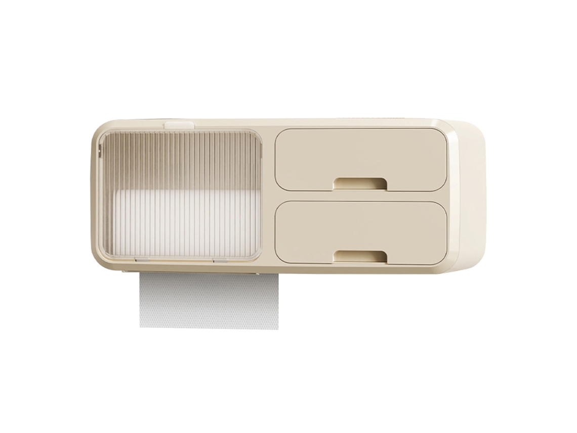 Soporte De Papel Higiénico De Pared Impermeable Con Estante Multifuncional Para Baño Y Cocina, Color Beige.
