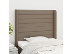 Cabecero Con Orejas De Tela Gris Taupe 83x16x118/128 Cm